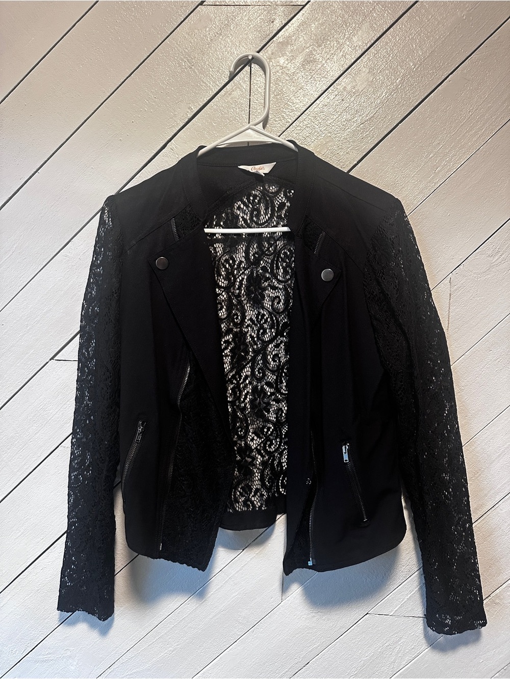 Candie's Black Lace Sleeve Blazer Jacket